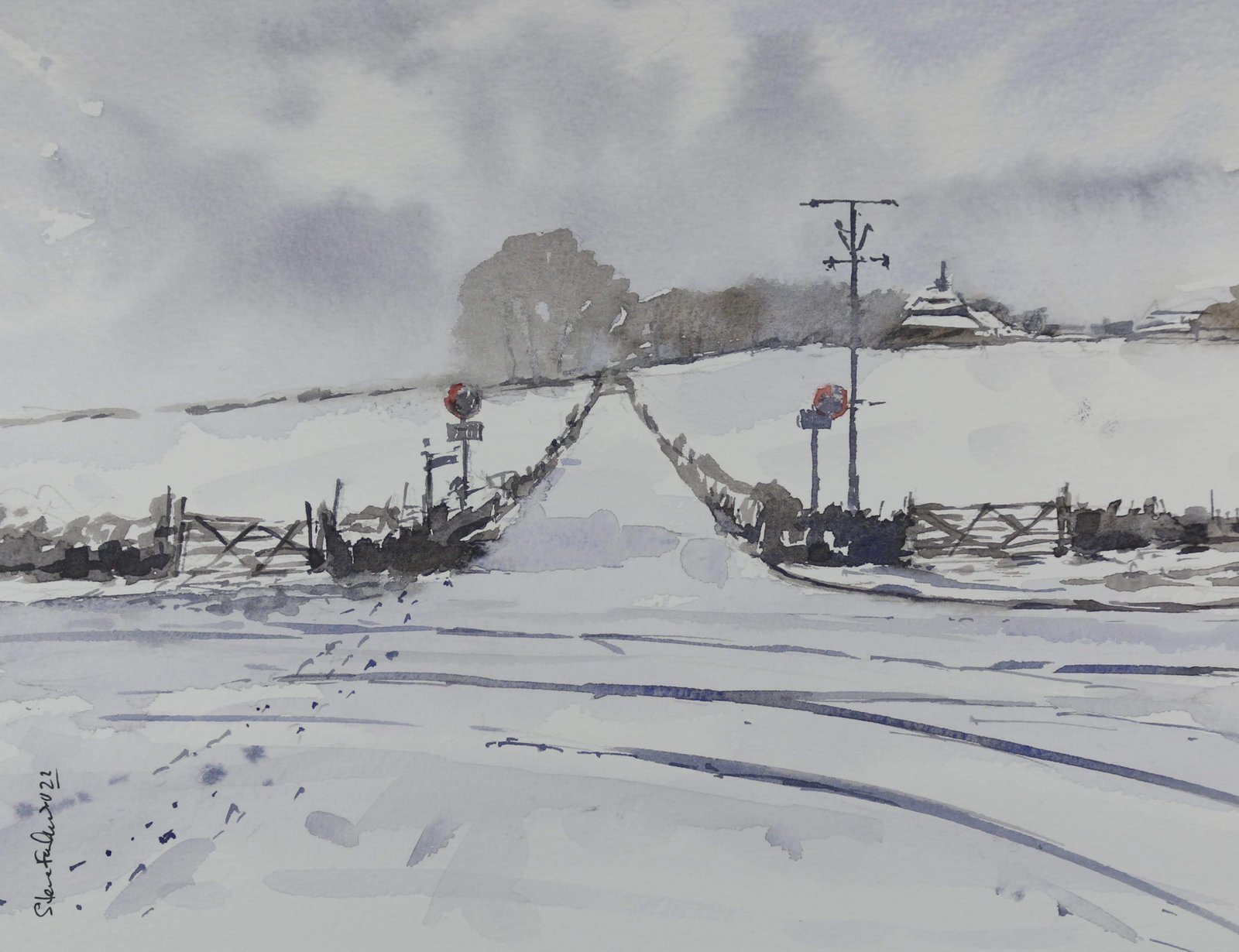 Boarbank Lane watercolour painting by Steve Fairhurst